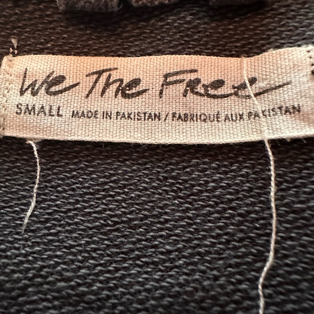 We The Free Saturday charcoal Black Cropped distressed S button cotton Jacket - Picture 10 of 16